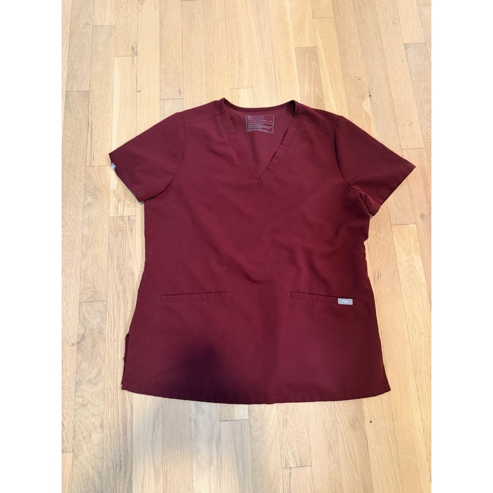 Women's Medium Red Stretch Figs Scrub Top for Medical Workwear Size Medium